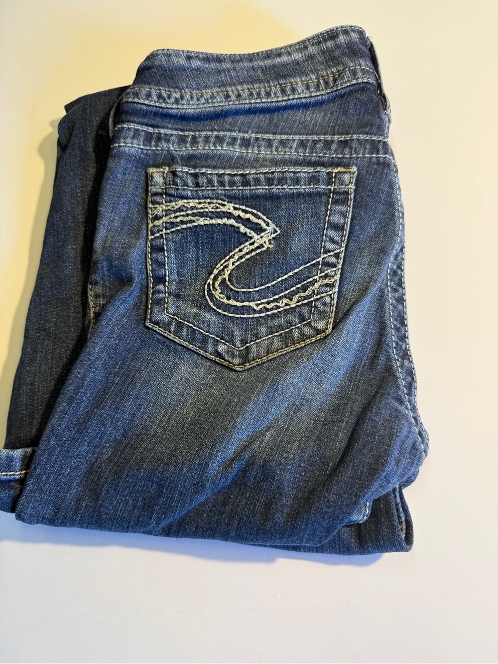 Silver Jeans Co Suki Curvy Mid Rise Thick Stitch Jeans W27 L32